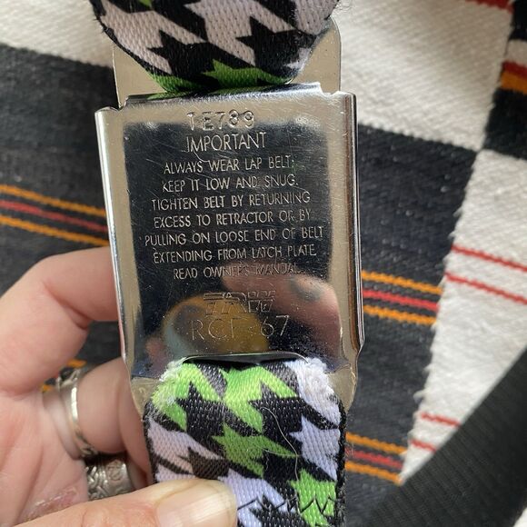 Y2K Buckle Down Adjustable Houndstooth Pattern Cadillac Seatbelt Belt. Size M - Picture 7 of 11